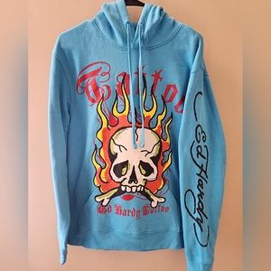 NWT Ed Hardy Flames Skull Hoodie Size M